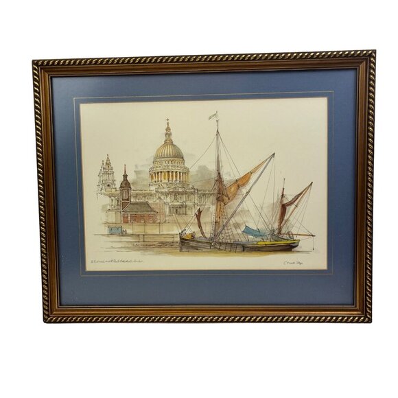 Vintage St Paul's Cathederal St Andrew's London England by Mads Stage Framed